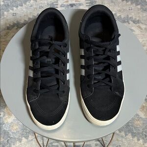 Adidas Men's Black Sneakers with White Stripes